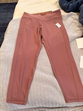 Ribbed High-Waist Leggings in Dusty Rose